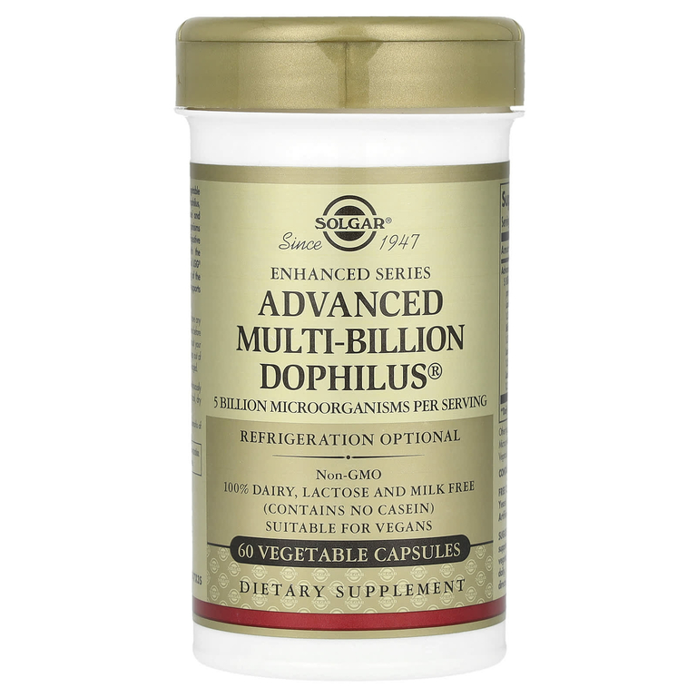 Solgar, Advanced Multi-Billion Dophilus, пробиотик, 60 растительных капсул
