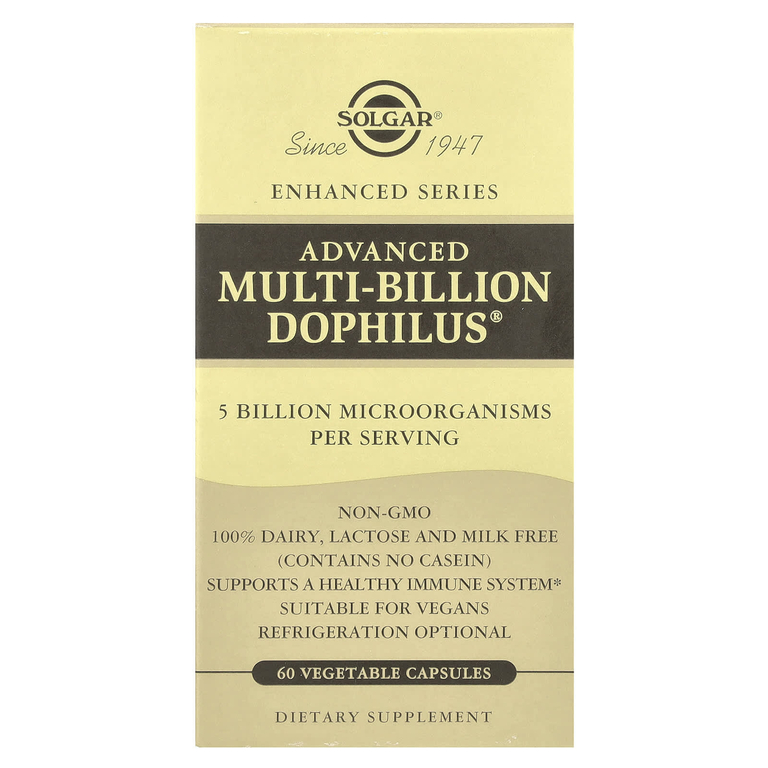 Solgar, Advanced Multi-Billion Dophilus, пробиотик, 60 растительных капсул