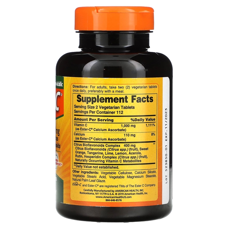 American Health, Ester-C с цитрусовыми биофлавоноидами, 500 мг, 225 вегетарианских таблеток