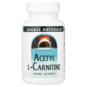 Source Naturals, ацетил-L-карнитин, 500 мг, 60 таблеток