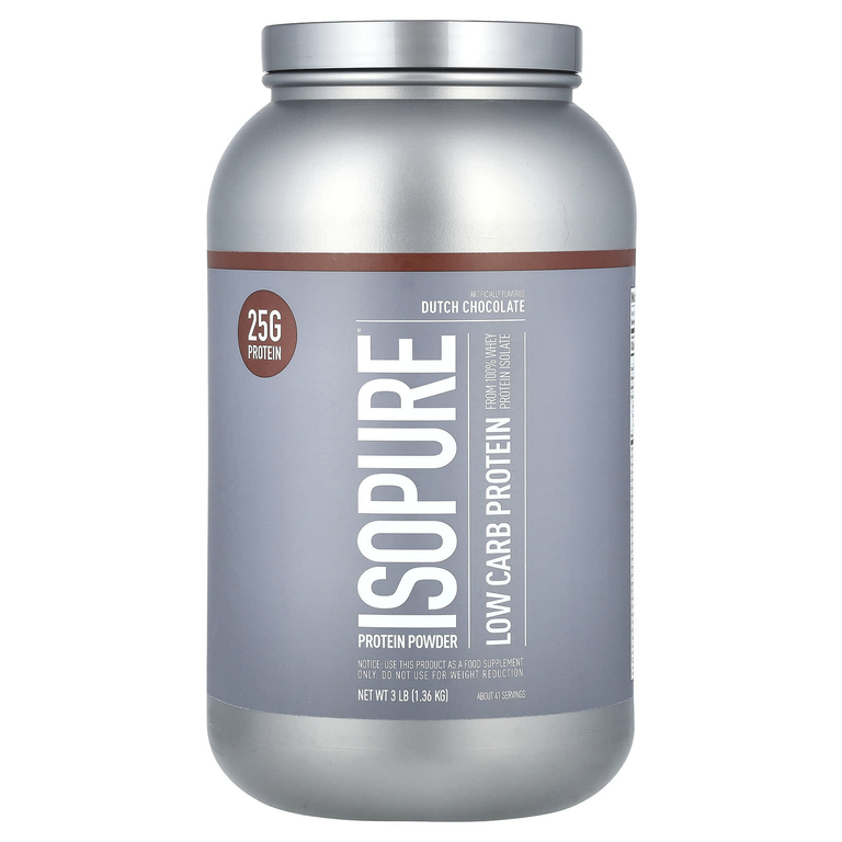 Isopure, Протеиновый порошок с низким содержанием углеводов, голландский шоколад, 3 фунта (1361 г)
