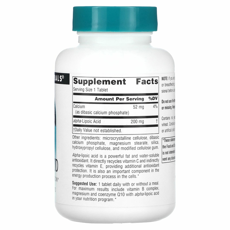 Source Naturals, альфа-липоевая кислота, 200 мг, 120 таблеток