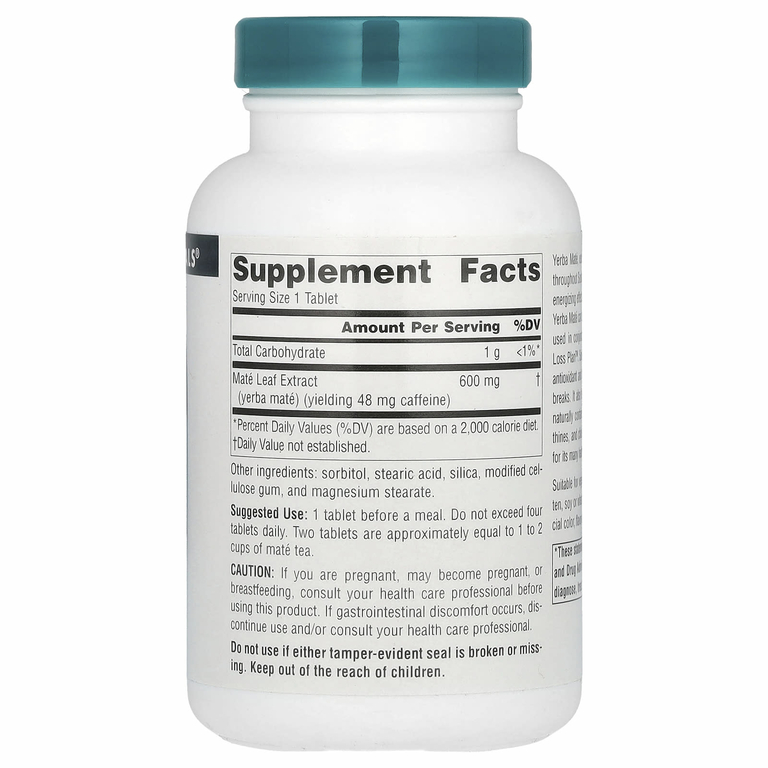 Source Naturals, Парагвайский чай (мате), 600 мг, 90 таблеток