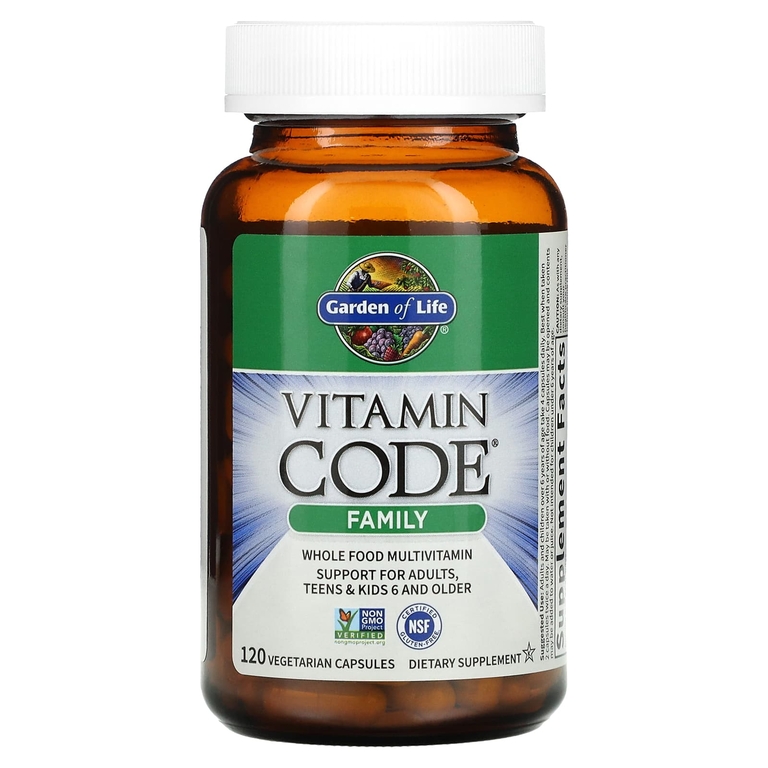Garden of Life, Vitamin Code, мультивитамины из цельных продуктов для всей семьи, 120 вегетарианских капсул