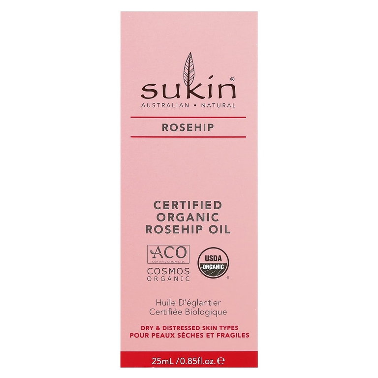 Sukin, Сертифицированное органическое масло шиповника, для сухой и проблемной кожи, 25 мл (0,85 жидк. Унции)