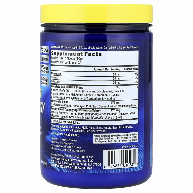 MHP, EAA Strong ™ + Energy, малиновый лимонад, 300 г (10,6 унции)