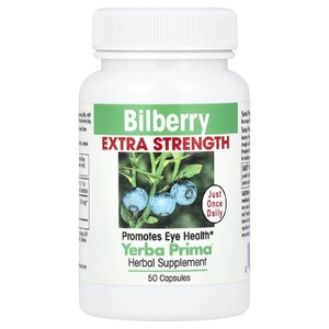 Yerba Prima, Черника, с повышенной силой действия, 50 капсул (160 мг на капсулу)