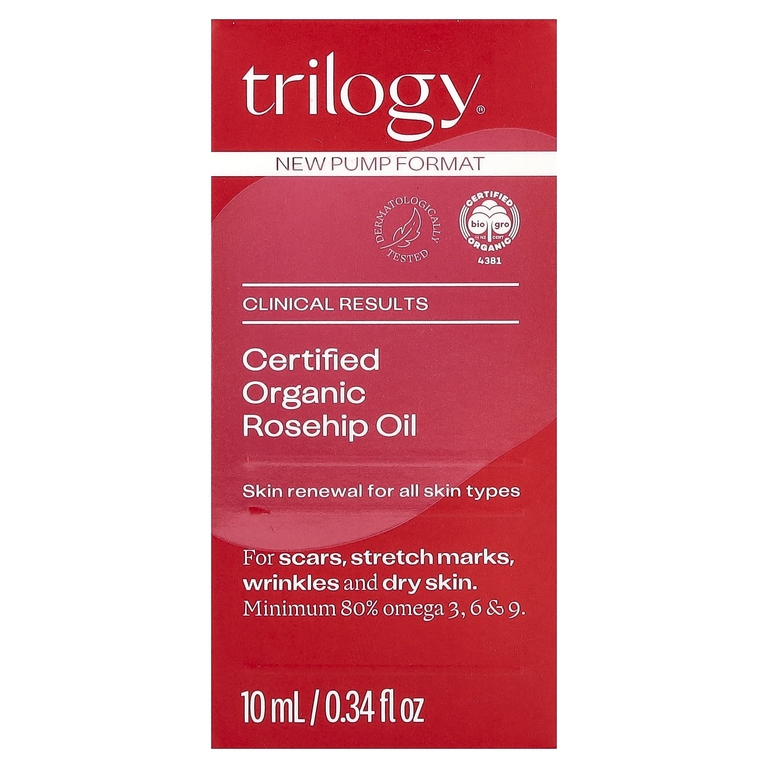 Trilogy, сертифицированное органическое масло шиповника, для всех типов кожи, 10 мл (0,34 жидк. унции)