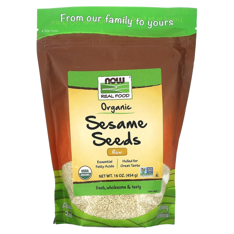 NOW Foods, Real Food, органические сырые семена кунжута, 454 г (16 унций)