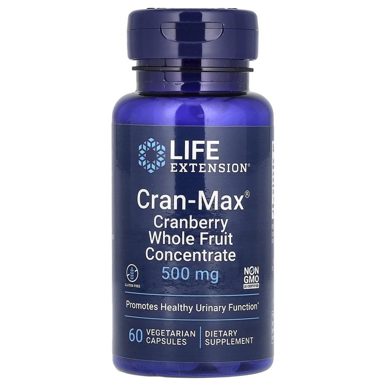 Life Extension, Cran-Max, концентрат цельных ягод клюквы, 500 мг, 60 вегетарианских капсул