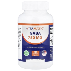 Vitamatic, Габа, 750 мг, 240 растительных капсул
