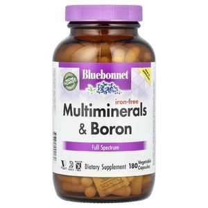 Bluebonnet Nutrition, Мультиминералы с бором, без железа, 180 растительных капсул