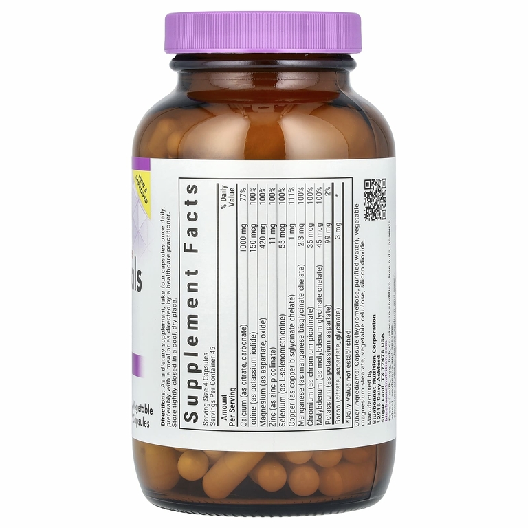 Bluebonnet Nutrition, Мультиминералы с бором, без железа, 180 растительных капсул