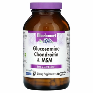 Bluebonnet Nutrition, глюкозамин, хондроитин и МСМ, 180 вегетарианских капсул