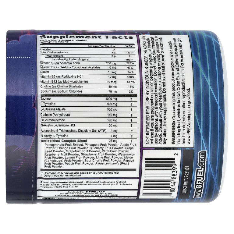 G FUEL, Energy Formula, Майами Ночи, клубника, ананас, кокос, 280 г (9,9 унции)