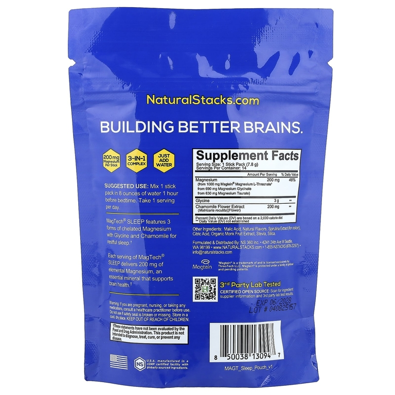 Natural Stacks, Magtech® Sleep, для сна, лаванда и ягоды, 14 стиков по 7,8 г (0,28 унции)