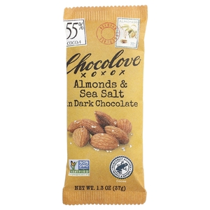Chocolove, миндаль и морская соль в темном шоколаде, 55% какао, 37 г (1,3 унции)