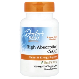 Doctor's Best, легкоусвояемый коэнзим Q10 с черным перцем, 100 мг, 120 растительных капсул