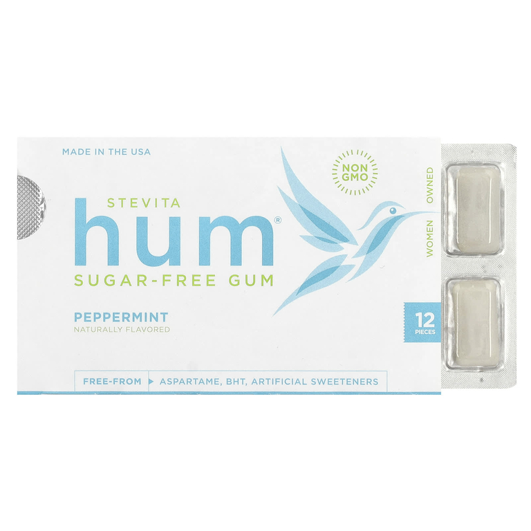 Stevita, Hum, жевательная резинка без сахара, со вкусом перечной мяты, 12 шт.
