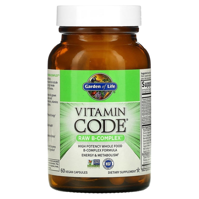Garden of Life, Vitamin Code, Raw B-Complex, комплекс витаминов группы В, 60 веганских капсул