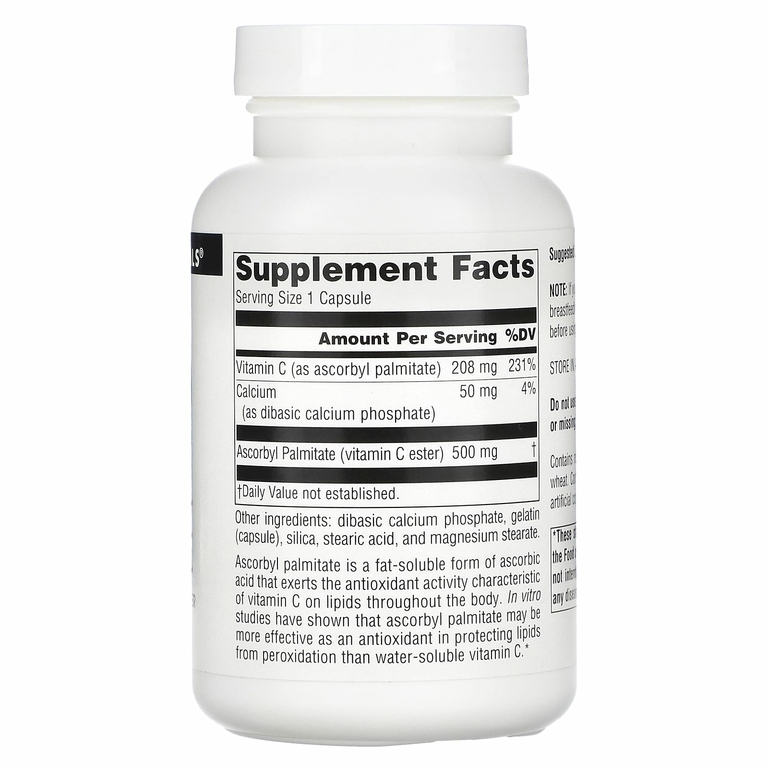 Source Naturals, аскорбил пальмитат, 500 мг, 90 капсул