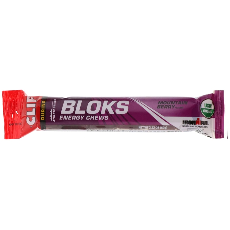 Clif Bar, Bloks, энергетические жевательные блоки, вкус «Горная ягода», 18 пакетиков, 60 г (2,12 унции) каждый