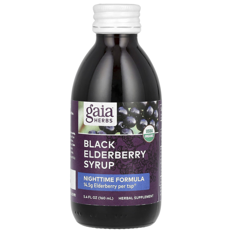Gaia Herbs, сироп из черной бузины для приема перед сном, 160 мл (5,4 жидк. унции)