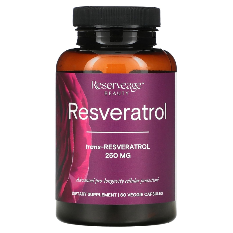 Reserveage Beauty, ресвератрол, транс-ресвератрол, 250 мг, 60 растительных капсул
