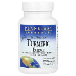 Planetary Herbals, экстракт куркумы, 450 мг, 60 таблеток