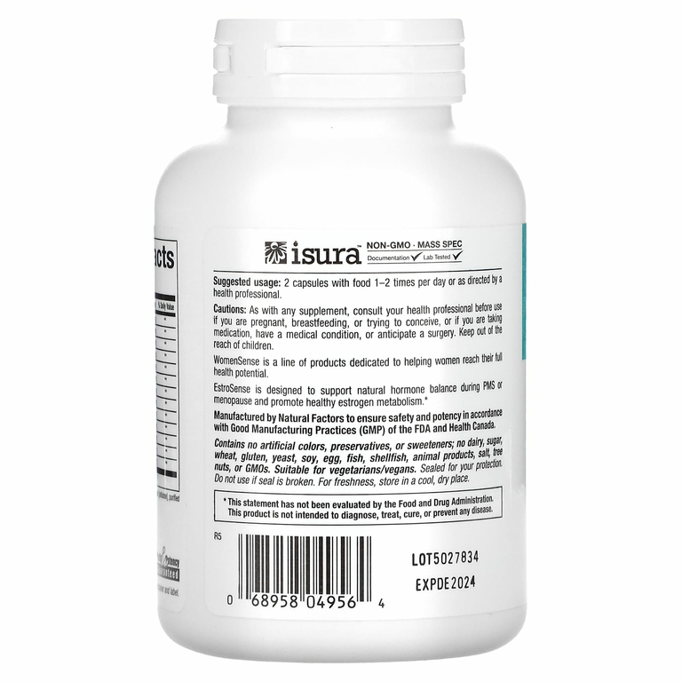 Natural Factors, WomenSense, EstroSense, гормональный баланс, 120 вегетарианских капсул