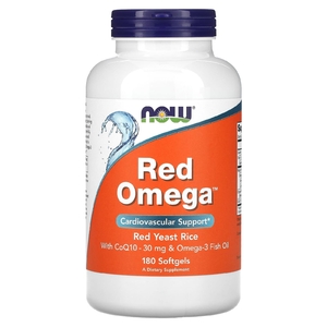 NOW Foods, Red Omega, красный ферментированный рис с коэнзимом Q10, 180 капсул