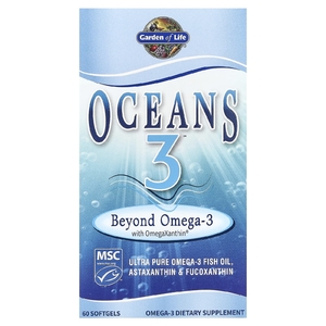 Garden of Life, Oceans 3, Beyond Omega-3 с омега-ксантином, 60 желатиновых капсул