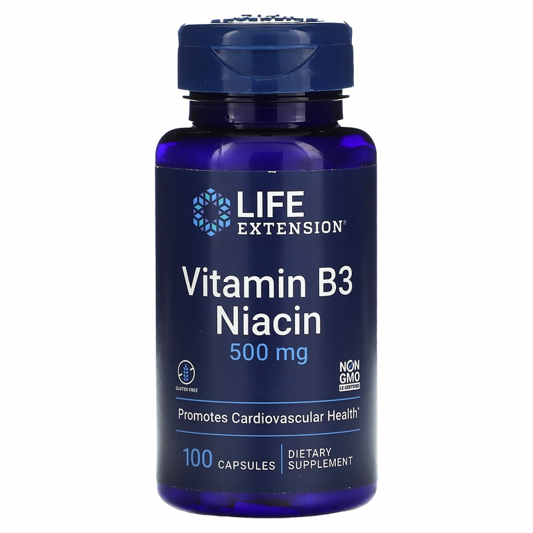 Life Extension, витамин B3 (ниацин), 500 мг, 100 капсул