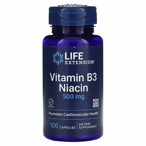 Life Extension, витамин B3 (ниацин), 500 мг, 100 капсул