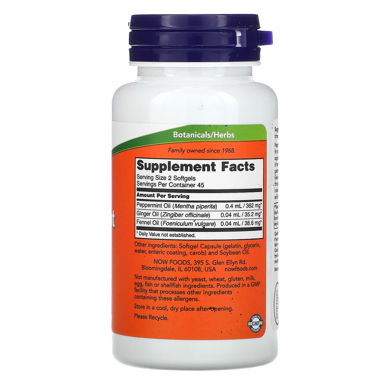 NOW Foods, перечная мята в капсулах, 90 капсул