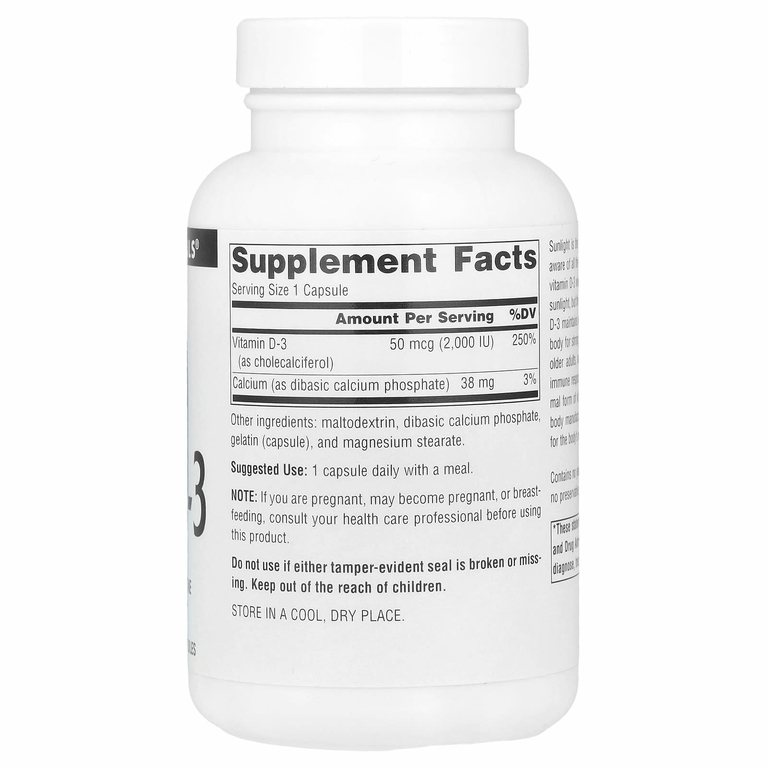 Source Naturals, Витамин D-3, 50 мкг (2000 МЕ), 200 капсул