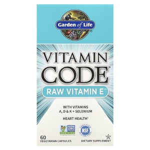 Garden of Life, витамин E, 60 растительных капсул