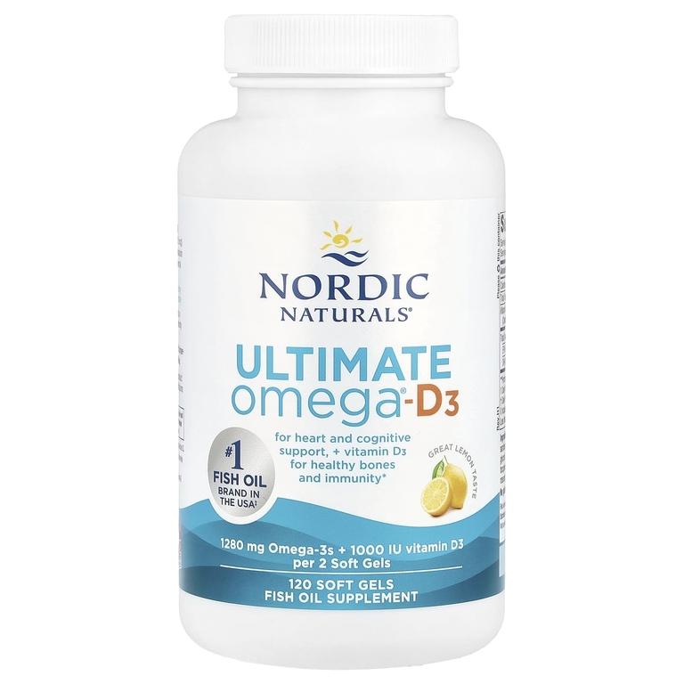 Nordic Naturals, Ultimate Omega®-D3, омега-3 и витамин D3, со вкусом лимона, 120 капсул