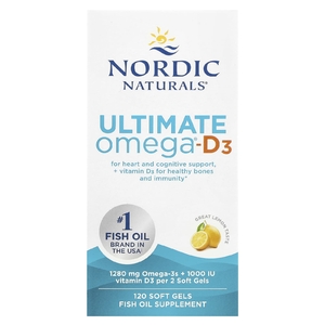 Nordic Naturals, Ultimate Omega®-D3, омега-3 и витамин D3, со вкусом лимона, 120 капсул