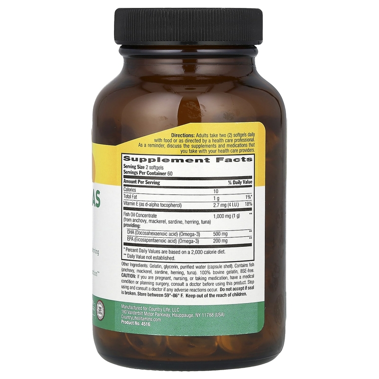 Country Life, Ultra Omegas ДГК/ЭПК, 120 капсул