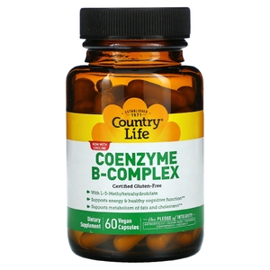 Country Life, комплекс коэнзимов группы B, 60 вегетарианских капсул