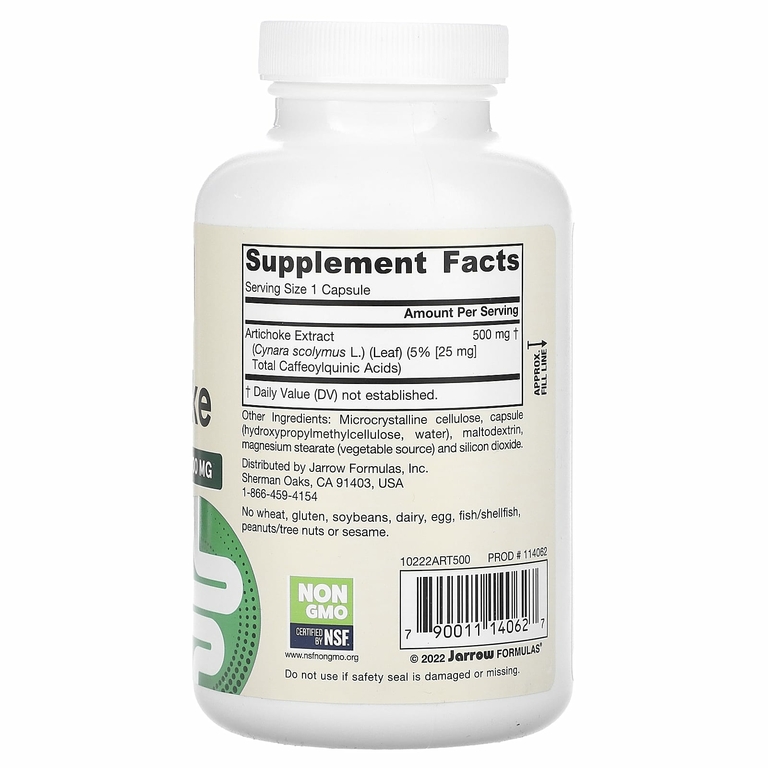 Jarrow Formulas, артишок, 500 мг, 180 растительных капсул