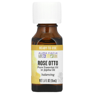 Aura Cacia, Чистое эфирное масло в масле жожоба, роза отто, 15 мл (0,5 жидк. унц.)