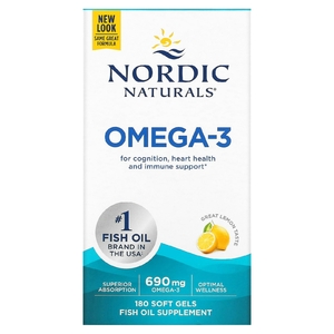 Nordic Naturals, омега-3, со вкусом лимона, 690 мг, 180 капсул (345 мг в 1 капсуле)