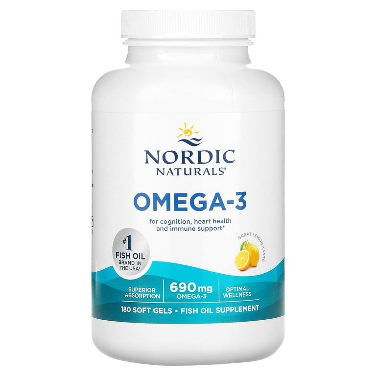 Nordic Naturals, омега-3, со вкусом лимона, 690 мг, 180 капсул (345 мг в 1 капсуле)