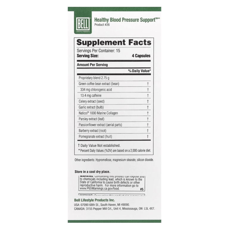 Bell Lifestyle, Healthy Blood Pressure Support ™, 60 растительных капсул (Товар снят с продажи) 