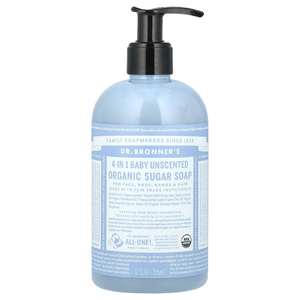 Dr. Bronner's, 4 в 1 органическое мыло с сахаром, для лица, тела, рук и волос, для детей, без запаха, 355 мл (12 жидк. унций)