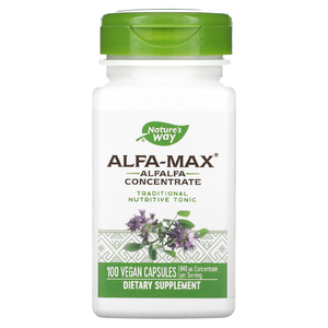Nature's Way, Alfa-Max, концентрат люцерны, 840 мг, 100 веганских капсул (420 мг в 1 капсуле)