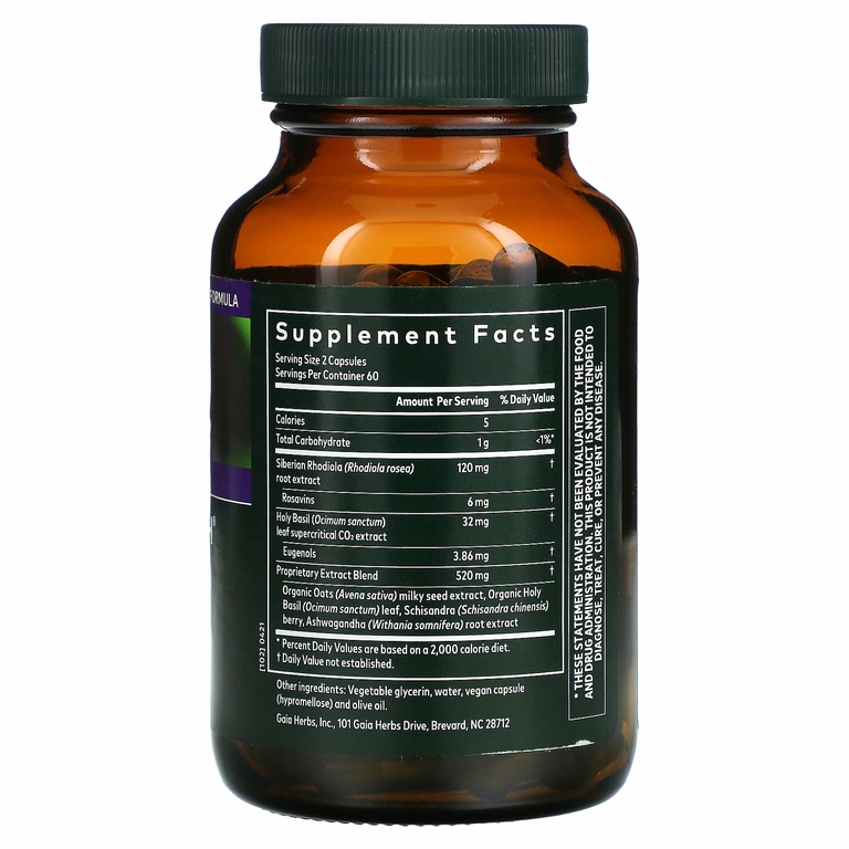 Gaia Herbs, Adrenal Health, ежедневная поддержка, 120 растительных капсул Phyto-Caps