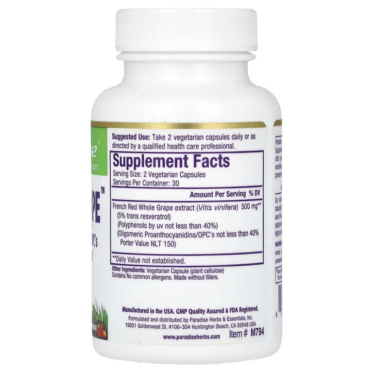 Paradise Herbs, MedVita, ResveraGrape, 60 Vegetarian Capsules
